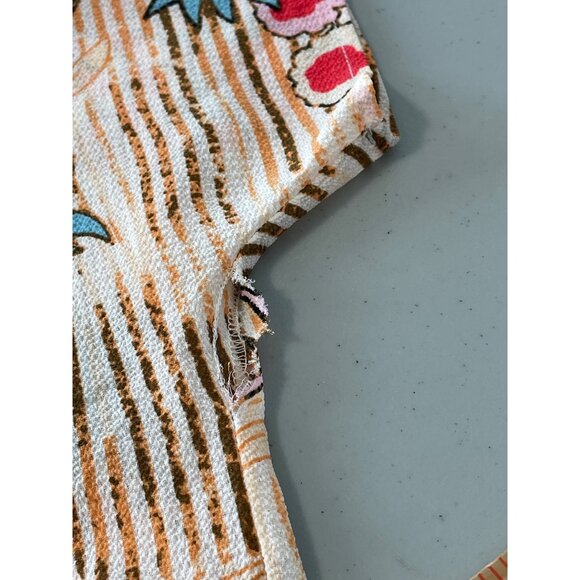 Cupshe Cover Up Shirt Size Large Floral Striped Button Front Top Tropical Beach - Picture 7 of 10